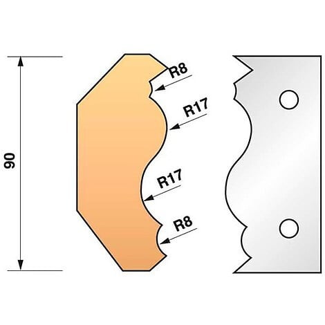 LEMAN - Jeu de 2 fers profilés N°352 pour porte-outils Ht.90 mm Leman - large