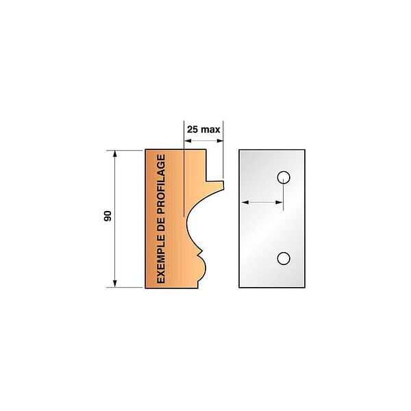 LEMAN - Jeu de 2 fers bruts N°299 pour porte-outils Ht.90 mm Leman - large
