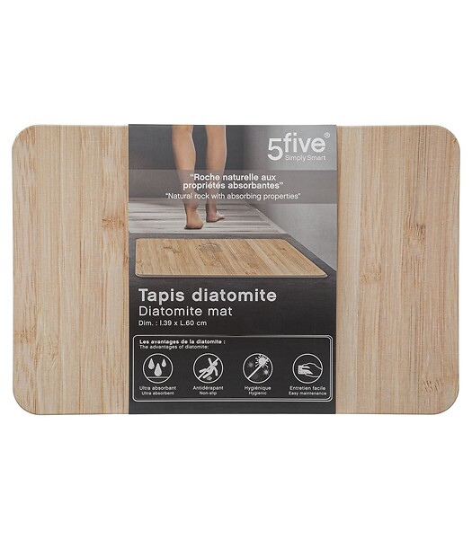 5 FIVE SIMPLY SMART - Tapis de salle de bain en Diatomite Bambou 39 x 60 cm - large