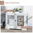 PAWHUT - Cage pour chien animaux table d'appoint 2 en 1 - 2 portes verrouillables - dim. 76L x 54,5l x 56H cm - MDF acier blanc - vignette