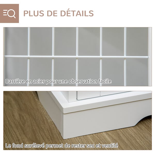 PAWHUT - Cage pour chien animaux table d'appoint 2 en 1 - 2 portes verrouillables - dim. 76L x 54,5l x 56H cm - MDF acier blanc - large