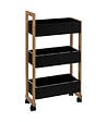 5 FIVE SIMPLY SMART - Desserte roulante 3 niveaux en Bambou et Bois Noir H 80 cm - vignette