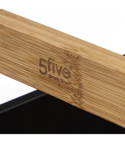 5 FIVE SIMPLY SMART - Desserte roulante 3 niveaux en Bambou et Bois Noir H 80 cm - large