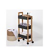 5 FIVE SIMPLY SMART - Desserte roulante 3 niveaux en Bambou et Bois Noir H 80 cm - vignette