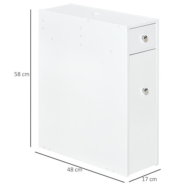 HOMCOM - Support papier toilette - porte-papier toilette - armoire pour papier toilette - 2 tiroirs, coffre - MDF blanc - large