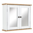 HOMCOM - Armoire murale de salle de bain avec étagère réglable et 2 portes avec miroir en MDF - dim. 56I x 14P x 46H cm - vignette
