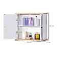 HOMCOM - Armoire murale de salle de bain avec étagère réglable et 2 portes avec miroir en MDF - dim. 56I x 14P x 46H cm - vignette