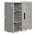 KLEANKIN - Armoire haute murale de salle de bain ou WC placard 1 porte 3 niches dim. 48L x 20l x 50H cm panneaux particules gris - vignette