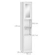 KLEANKIN - Meuble colonne de salle de bain 2 portes avec étagères réglables 2 niches miroir panneaux particules blanc - vignette