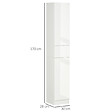 KLEANKIN - Meuble colonne rangement salle de bain style contemporain façade laquée 2 portes 3 étagères tiroir panneaux MDF blanc - vignette
