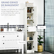 KLEANKIN - Meuble colonne rangement salle de bain style contemporain façade laquée 2 portes 3 étagères tiroir panneaux MDF blanc - vignette