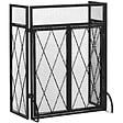 HOMCOM - Pare-feu large pour cheminée ou poêle - pare-étincelles - 3 volets pliables et portes - métal noir - vignette