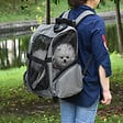 PAWHUT - 2 en 1 trolley chariot sac à dos sac de transport à roulettes pour chien chat gris - vignette
