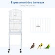 PAWHUT - PawHut Cage à oiseaux sur pied volière oiseaux sur roulettes avec toit ouvrant 3 perchoirs étagère inférieure 46,5 x 36 x 157 cm - vignette