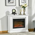 HOMCOM - Cheminée électrique grande taille 2000 W  effet flammes LED minuterie température luminosité réglables télécommande fournie blanc - vignette
