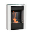 HOMCOM - Cheminée bioéthanol design contemporain - étagère, pare-feu verre trempé 6 mm - brûleur 0,9 L - contrôle de flamme et manche inclus - acier noir blanc - vignette