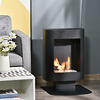 HOMCOM - Cheminée bioéthanol sur pied design contemporain - brûleur 1,5 L - contrôle de flamme et manche inclus - acier noir - vignette