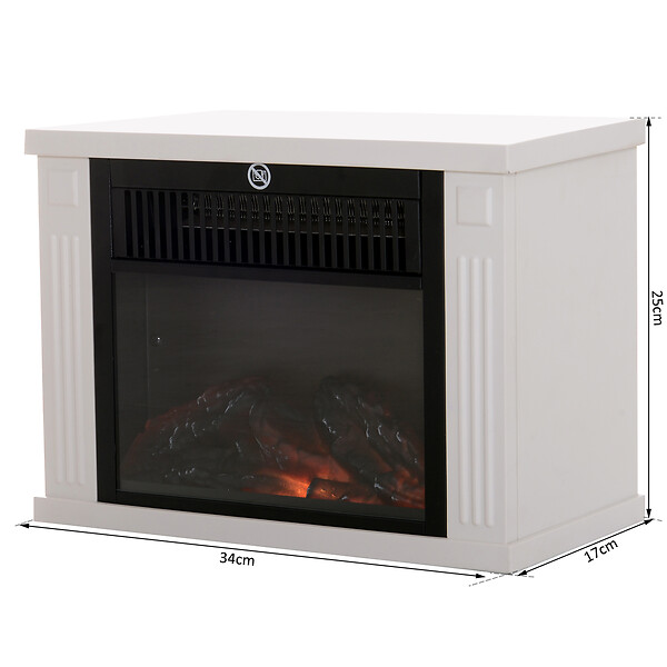 HOMCOM - Cheminée électrique poêle style contemporain thermostat 600-1200 W blanc - large