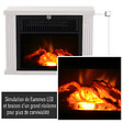 HOMCOM - Cheminée électrique poêle style contemporain thermostat 600-1200 W blanc - vignette