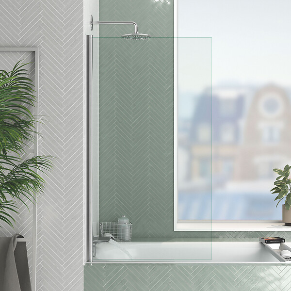 AURLANE - Pare baignoire Rabattable 70x130cm - Profilé Chromé - Verre Trempé 4mm - ELEMENTARY - large