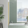 AURLANE - Pare baignoire Rabattable 80x140cm - Profilé Or Doré Brossé - Verre Trempé 4mm - ELEMENTARY - vignette