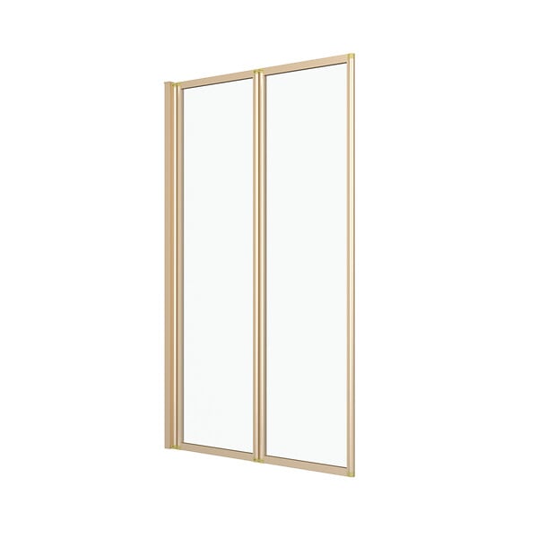 AURLANE - Pare baignoire Pivotant 2 Volets Or Doré Brossé - Verre Trempé 4mm - DUPLO - large