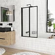 AURLANE - Pare baignoire Pivotant 70x120cm - 2 Volets Noir Mat - Verre Trempé 4mm - DUPLO - vignette