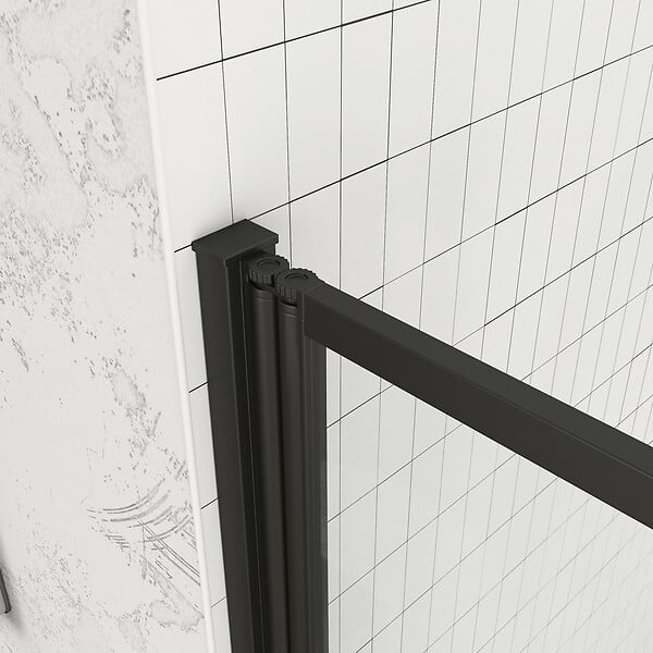 AURLANE - Pare baignoire Pivotant 70x120cm - 2 Volets Noir Mat - Verre Trempé 4mm - DUPLO - large