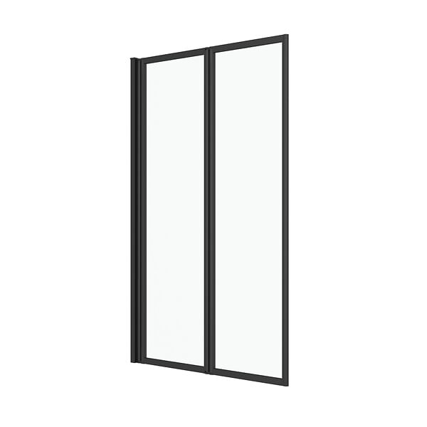 AURLANE - Pare baignoire Pivotant 70x120cm - 2 Volets Noir Mat - Verre Trempé 4mm - DUPLO - large
