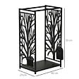 HOMCOM - Serviteur de cheminée arbre - porte bûches - range bûches multi accessoires étagère 46L x 29l x 70H cm acier noir - vignette
