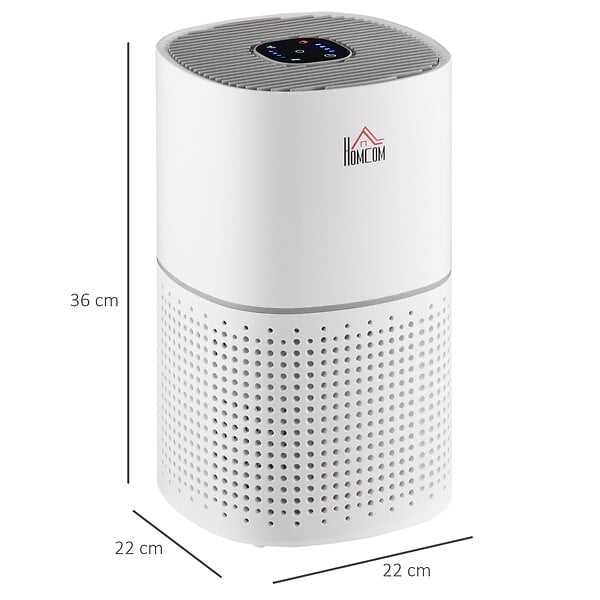 HOMCOM - Purificateur d'air 50 W 4 vitesses mode silencieux - filtre HEPA, charbon actif -  jusqu'à 24 m² - débit d'air pur 225 m³/h - timer - ABS blanc gris - large