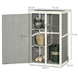 OUTSUNNY - Armoire abri de jardin remise pour outils - grande porte verrouillable loquet - 2 étagères - toit bitumé incliné bois de sapin blanc gris - vignette