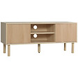 HOMCOM - Meuble TV banc TV design Urban Craft - 2 portes coulissantes, 2 niches - piètement cylindrique - panneaux particules aspect bois clair - vignette