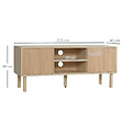 HOMCOM - Meuble TV banc TV design Urban Craft - 2 portes coulissantes, 2 niches - piètement cylindrique - panneaux particules aspect bois clair - vignette