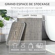 HOMCOM - Panier à linge corbeille à linge 2 bacs bambou pliable couvercle poignée sac amovible en toile gris - vignette