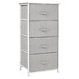HOMCOM - Chiffonnier meuble de rangement dim. 45L x 30l x 92H cm 4 tiroirs non-tissés gris structure métal blanc plateau MDF bois clair - vignette