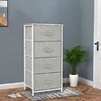HOMCOM - Chiffonnier meuble de rangement dim. 45L x 30l x 92H cm 4 tiroirs non-tissés gris structure métal blanc plateau MDF bois clair - vignette