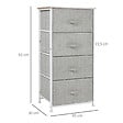HOMCOM - Chiffonnier meuble de rangement dim. 45L x 30l x 92H cm 4 tiroirs non-tissés gris structure métal blanc plateau MDF bois clair - vignette