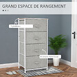 HOMCOM - Chiffonnier meuble de rangement dim. 45L x 30l x 92H cm 4 tiroirs non-tissés gris structure métal blanc plateau MDF bois clair - vignette