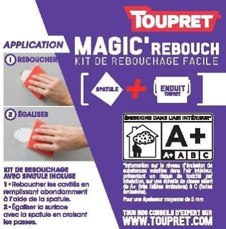 CENTRALE BRICO - Enduit de rebouchage TOUPRET + spatule 800ml en pâte allégée pour mur et plafond - large