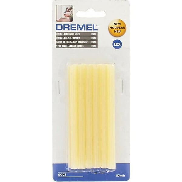 DREMEL - Lot de 12 Bâtons de colle pour le bois DREMEL 2615GG03JA 7mm pour Pistolet à Colle Chaude Haute Température 165°C - large