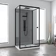 AURLANE - Cabine de douche Hydromassante 110x80 Receveur Bas - Fond Gris et Profilés Noir Mat - GREY STYLE LOW - vignette