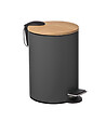 5 FIVE SIMPLY SMART - Poubelle de salle de bain en métal Gris et couvercle en Bambou 3 L - vignette