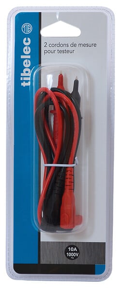 TIBELEC - Lot de 2 cordons mesure pointe touche - PVC - 1000V 10A - large