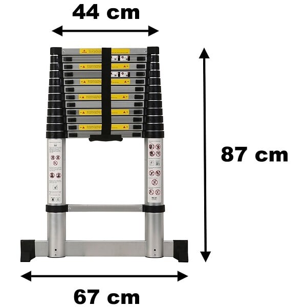 GT MARKET - Échelle télescopique en aluminium - 3.80 mètres - large