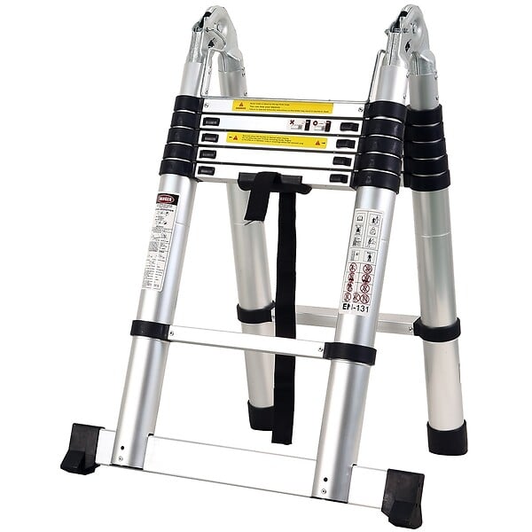 GT MARKET - Échelle télescopique pliable en aluminium - 3.80 mètres - large