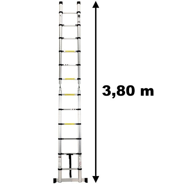 GT MARKET - Échelle télescopique pliable en aluminium - 3.80 mètres - large