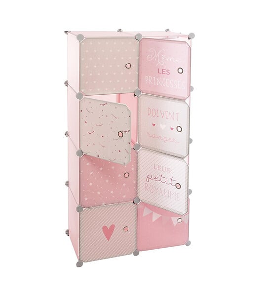 ATMOSPHERA - Armoire Enfant avec Rangement et Penderie modulable Rose H 124 cm - large