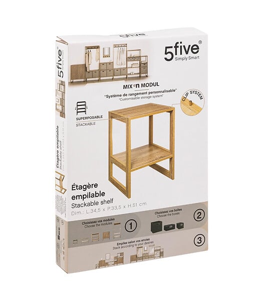 5 FIVE SIMPLY SMART - Meuble Etagère de rangement empilable L 34.5 cm x H 51 cm - large