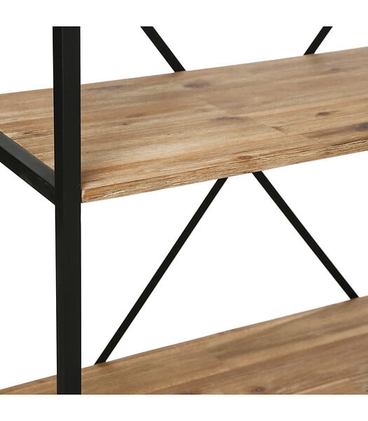 ATMOSPHERA - Meuble Étagère 4 niveaux en Métal Noir et Bois d'Acacia H 141 cm - large